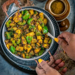 Besan Aloo Capsicum Masala (V, GF)