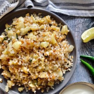 Moriya farari khichdi with fruite raita (GF)